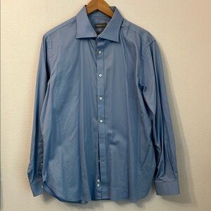 MICHAEL KORS 17 34/35 XL blue button-down dress shirt